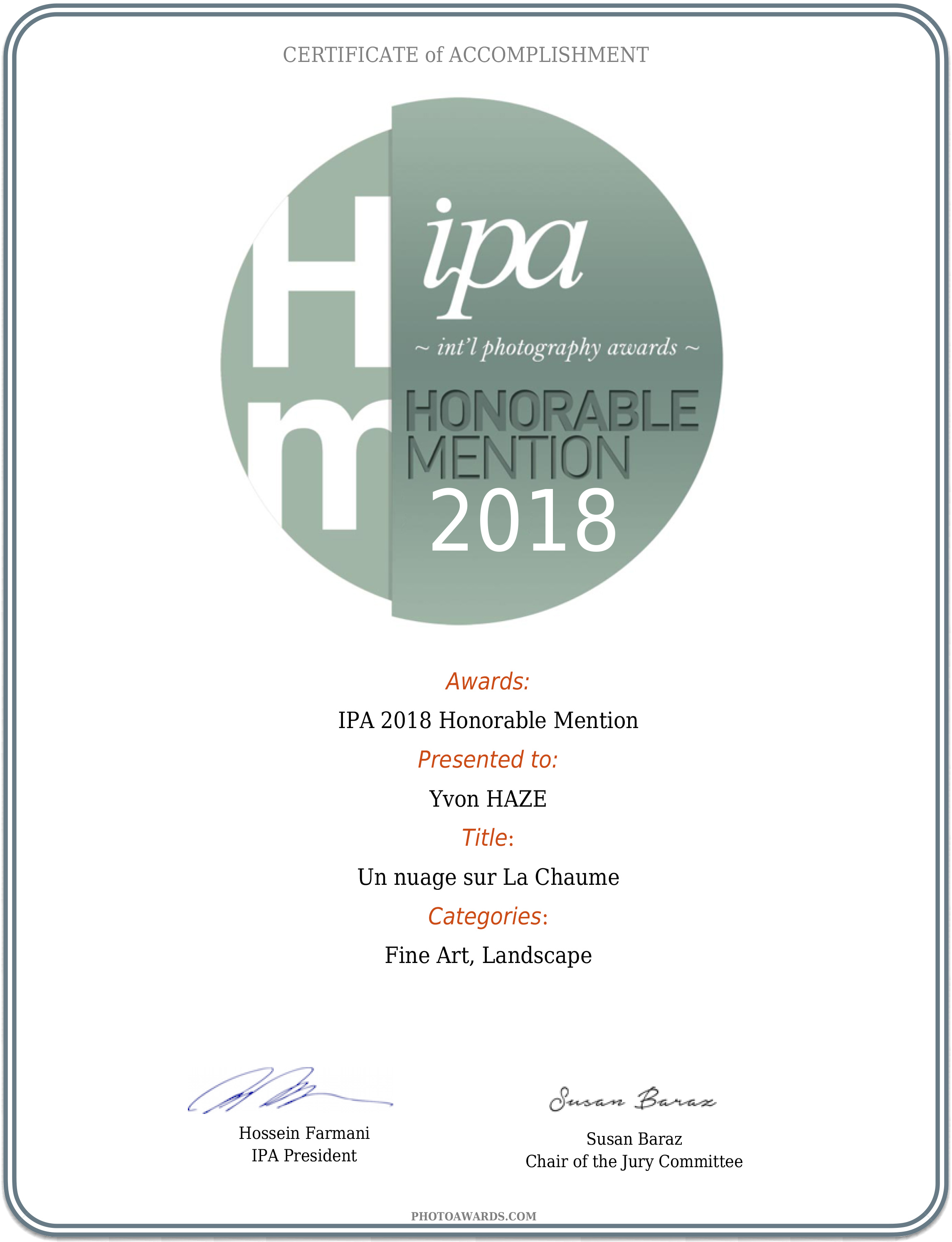 MENTION HONORABLE IPA 2018
